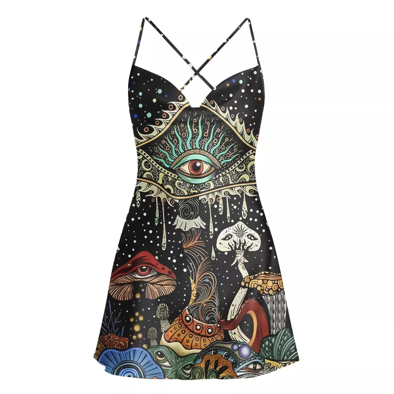 Soulisfree The Eyes of Nature Satin Mini Dress