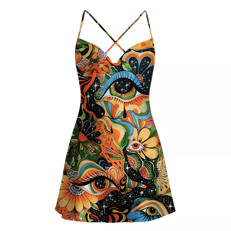 Soulisfree Floral Mirage Satin Mini Dress