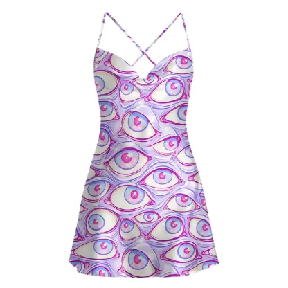 Soulisfree Lavender Dream Eyes Satin Mini Dress
