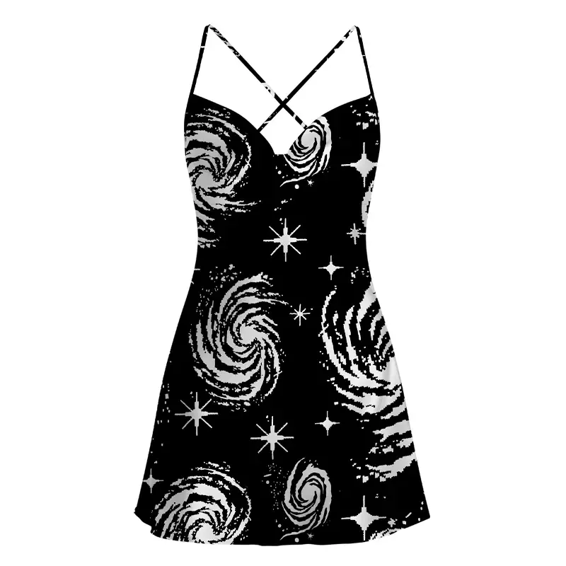 Soulisfree Galactic Swirl: A Cosmic Journey Satin Mini Dress