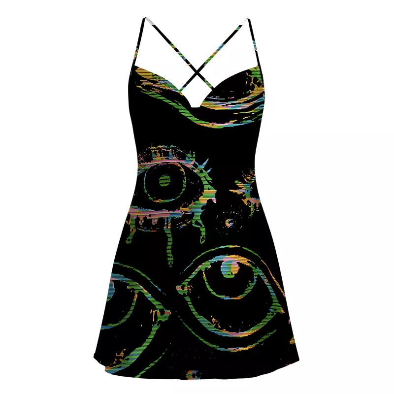 Soulisfree Glitch Vision Satin Mini Dress