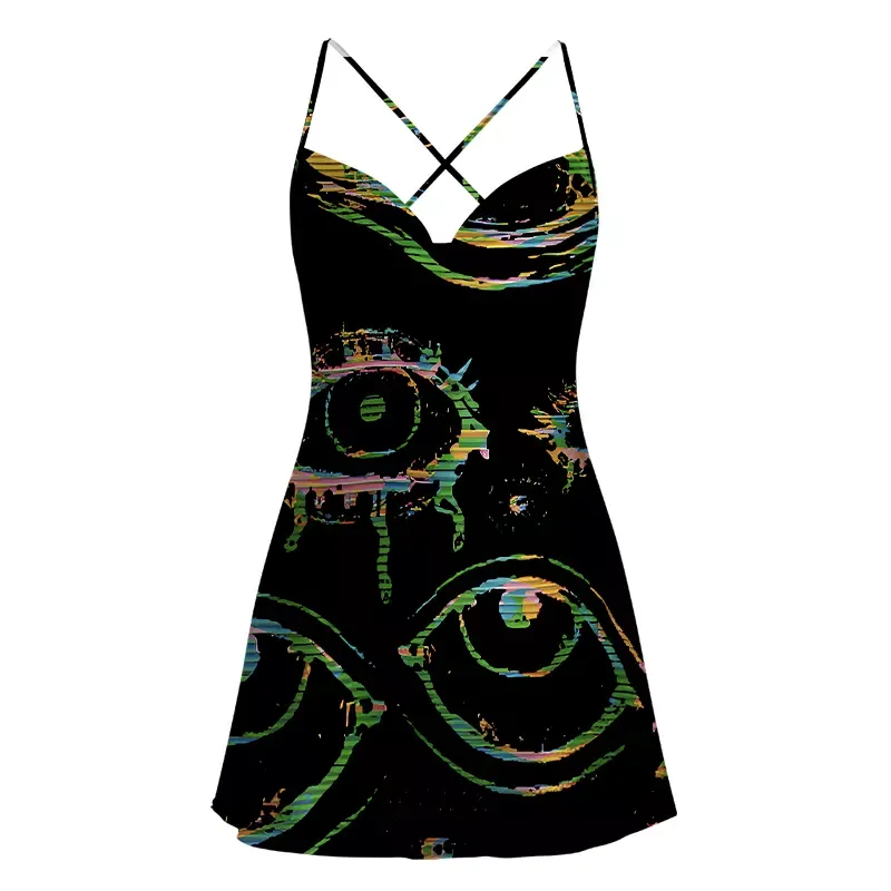 Soulisfree Glitch Vision Satin Mini Dress