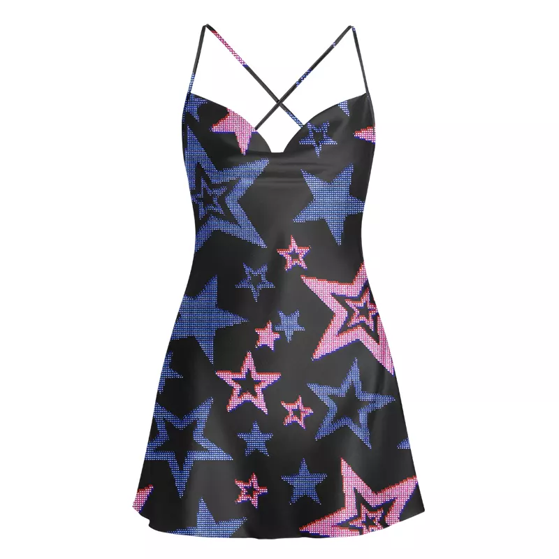 Soulisfree Glow-In-The-Dark Stars Satin Mini Dress