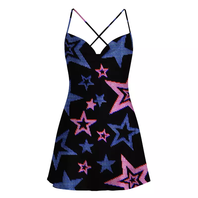 Soulisfree Glow-In-The-Dark Stars Satin Mini Dress