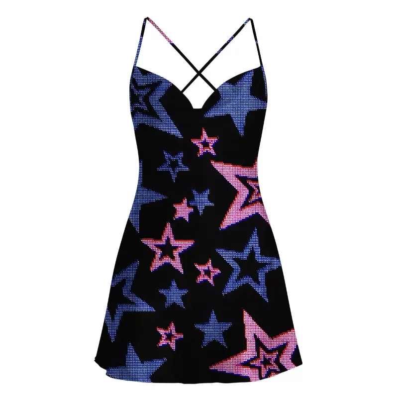 Soulisfree Glow-In-The-Dark Stars Satin Mini Dress