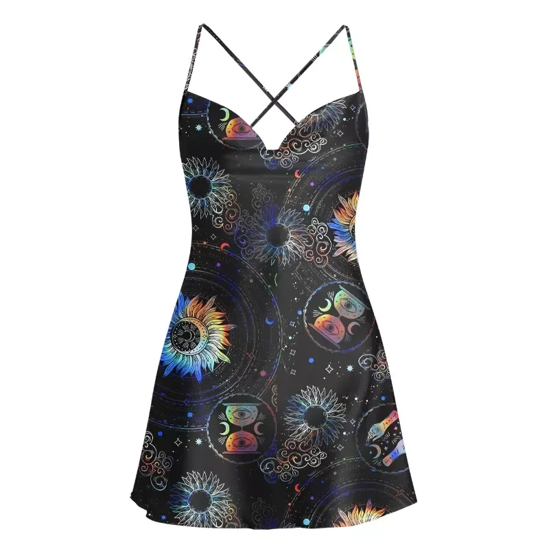 Soulisfree Galactic Whirl Satin Mini Dress