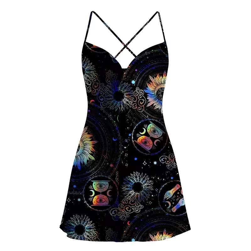 Soulisfree Galactic Whirl Satin Mini Dress