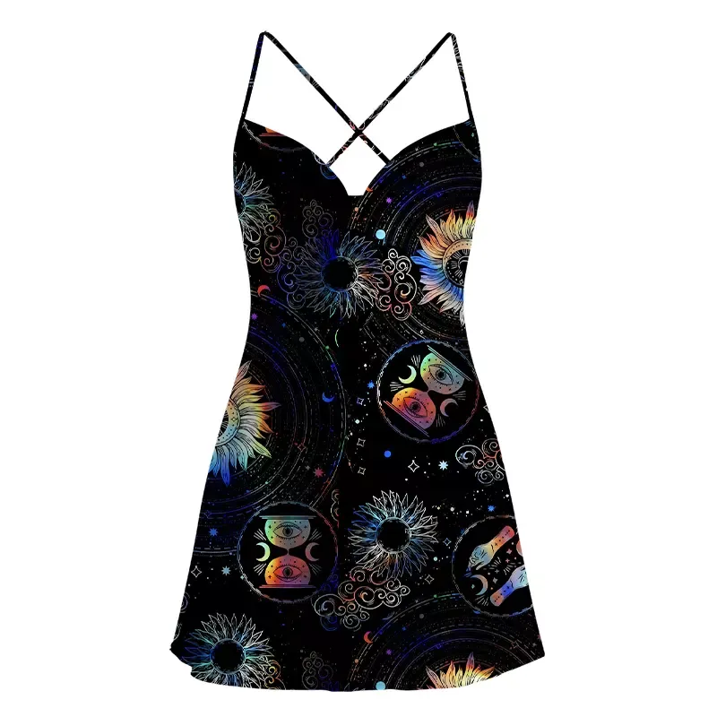 Soulisfree Galactic Whirl Satin Mini Dress