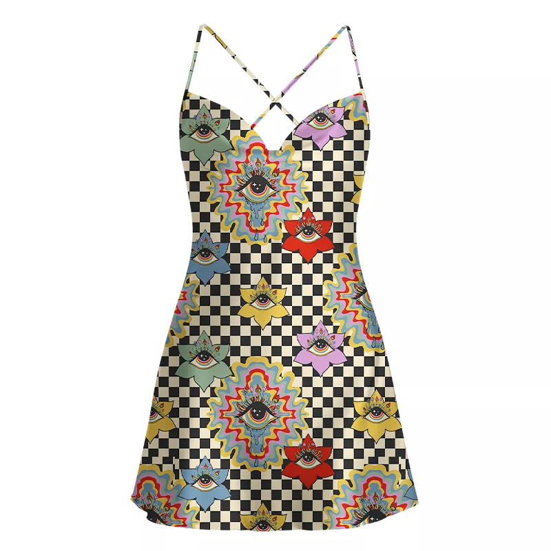 Soulisfree Third Eye Bloom Satin Mini Dress