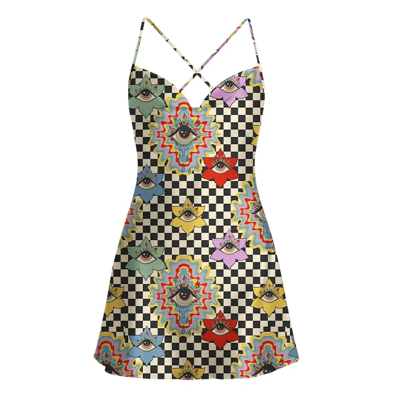 Soulisfree Third Eye Bloom Satin Mini Dress