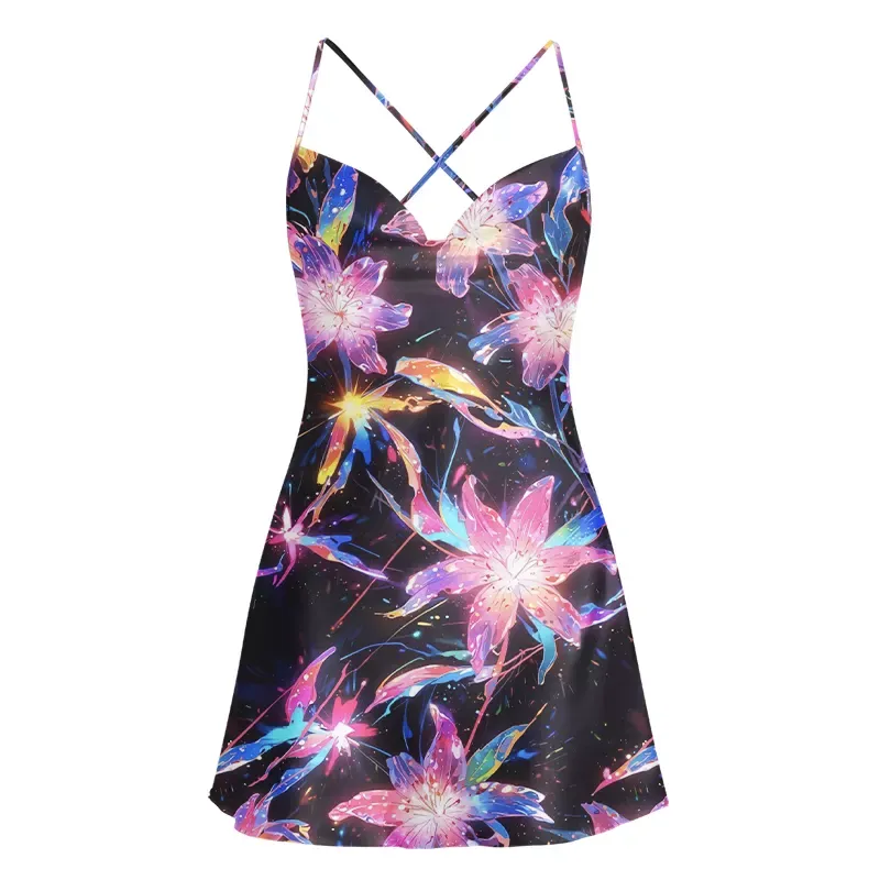 Soulisfree Stellar Bloom Satin Mini Dress