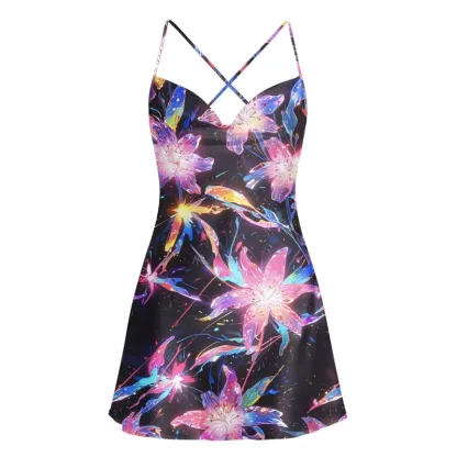 Soulisfree  Stellar Bloom Satin Mini Dress
