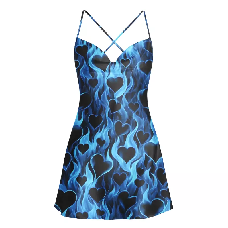 Soulisfree Flame Heart  Satin Mini Dress
