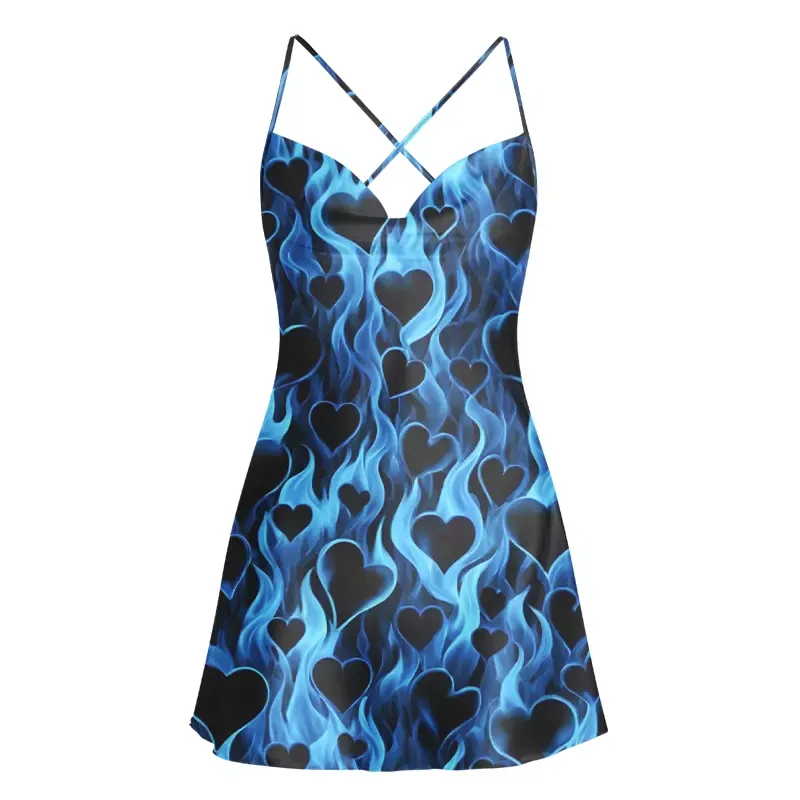 Soulisfree Flame Heart Satin Mini Dress