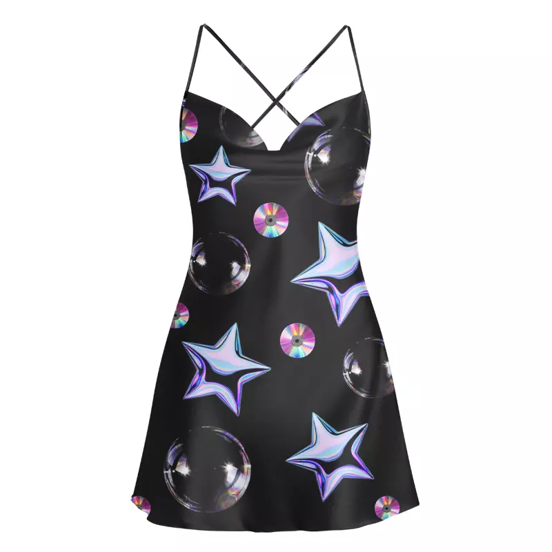 Soulisfree Galactic Shine Satin Mini Dress