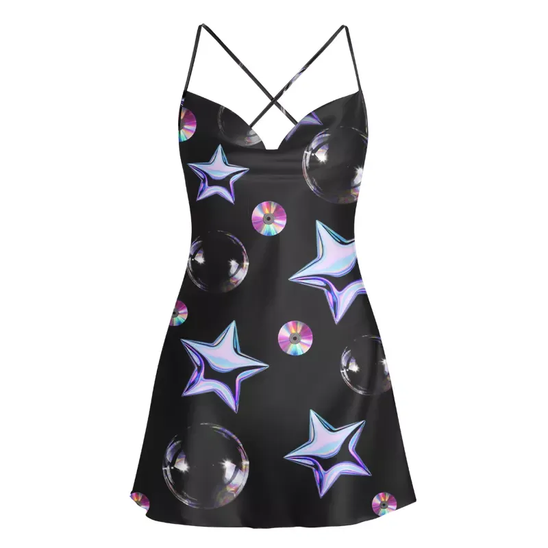 Soulisfree Galactic Shine Satin Mini Dress
