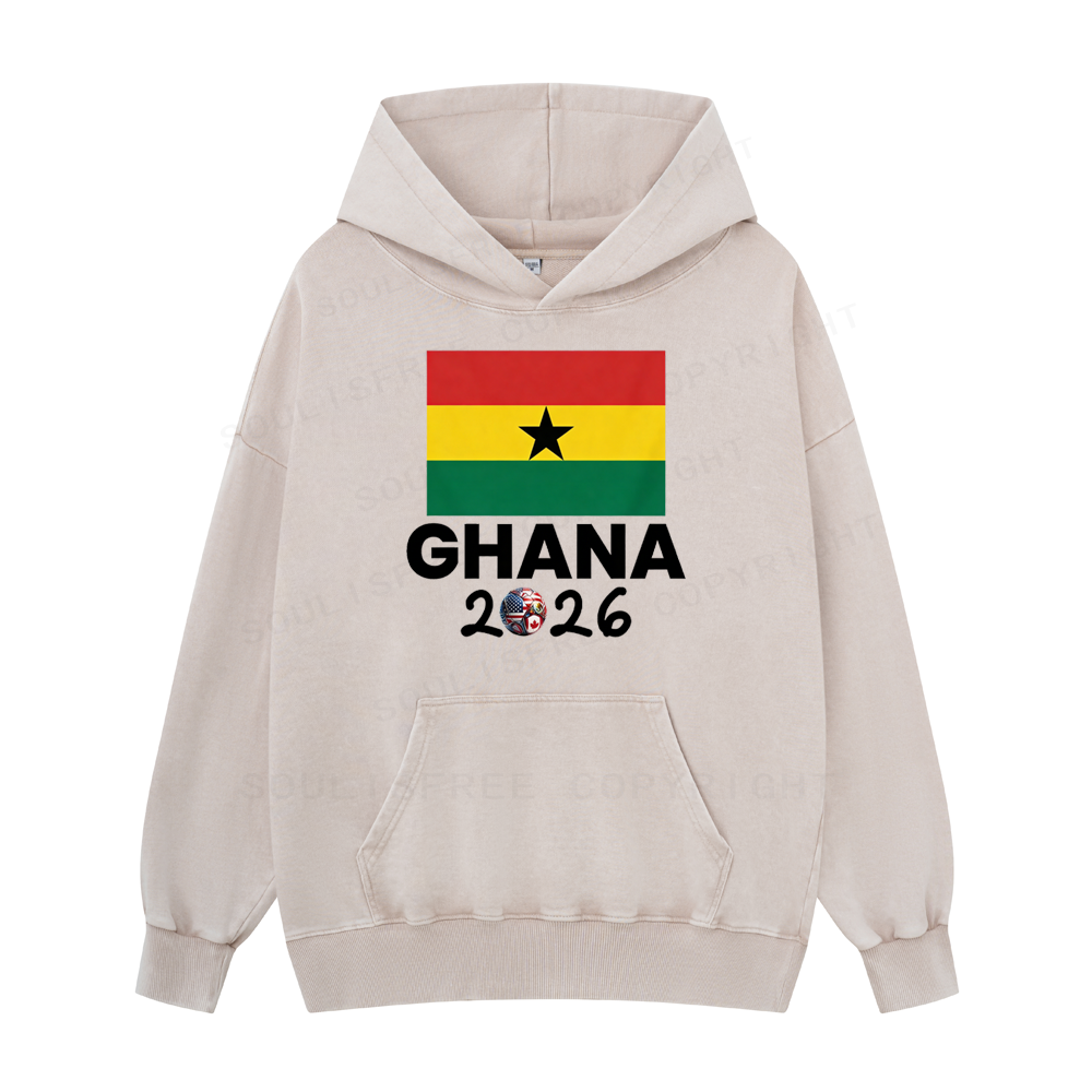 Soulisfree GHANA National Flag Classic Washed Hoodies