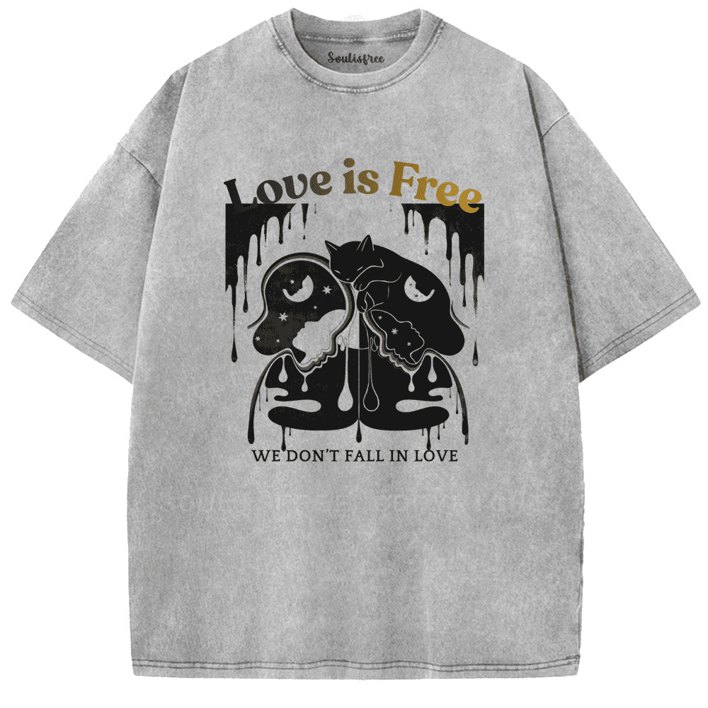 Soulisfree Love In Dripping Motion Artistic Washed Tee