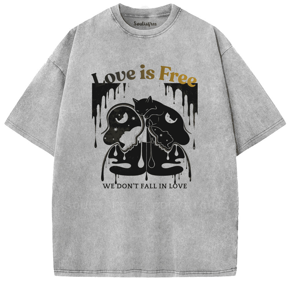 Soulisfree Love In Dripping Motion Artistic Washed Tee
