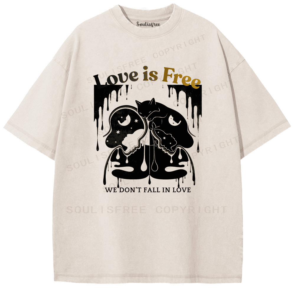 Soulisfree Love In Dripping Motion Artistic Washed Tee