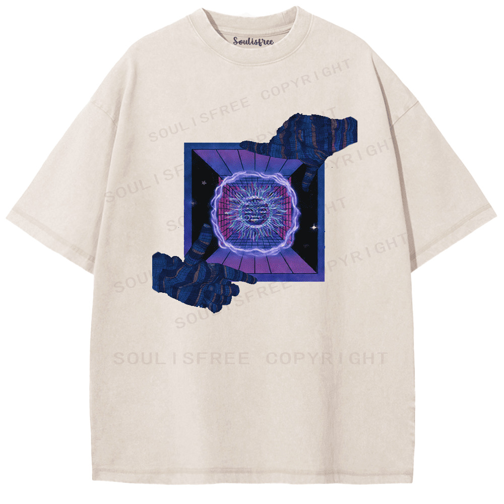 Soulisfree Neon Psychedelic Portal Artistic Washed Tee