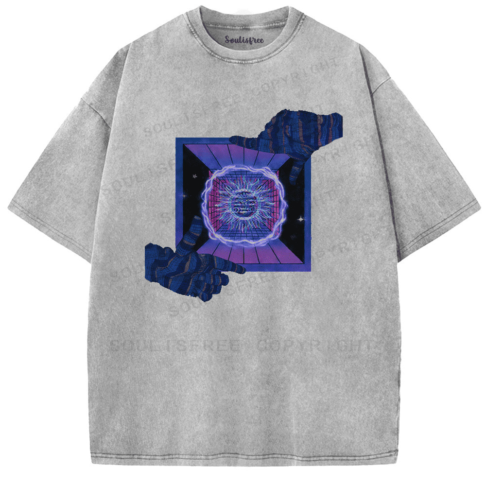 Soulisfree Neon Psychedelic Portal Artistic Washed Tee