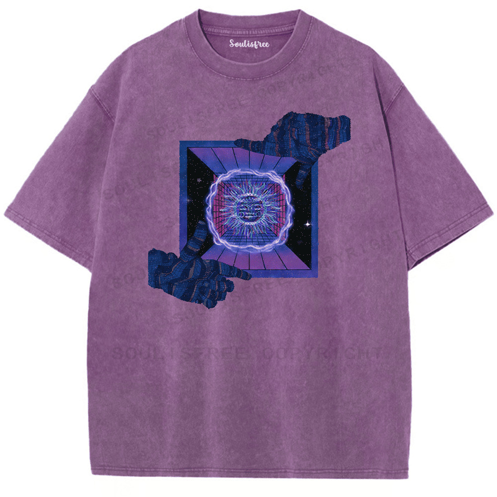 Soulisfree Neon Psychedelic Portal Artistic Washed Tee