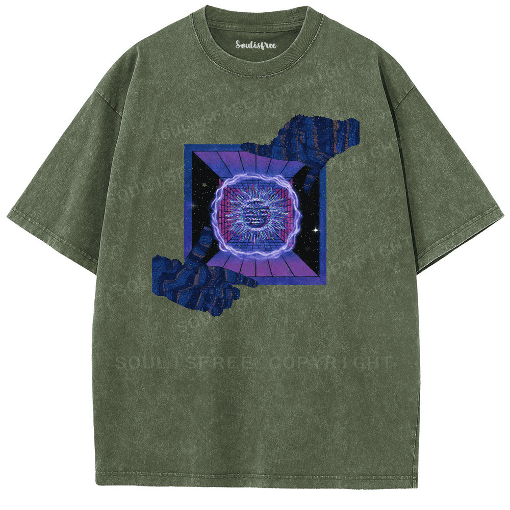 Soulisfree Neon Psychedelic Portal Artistic Washed Tee