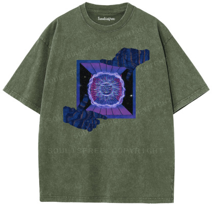 Soulisfree Neon Psychedelic Portal Artistic Washed Tee