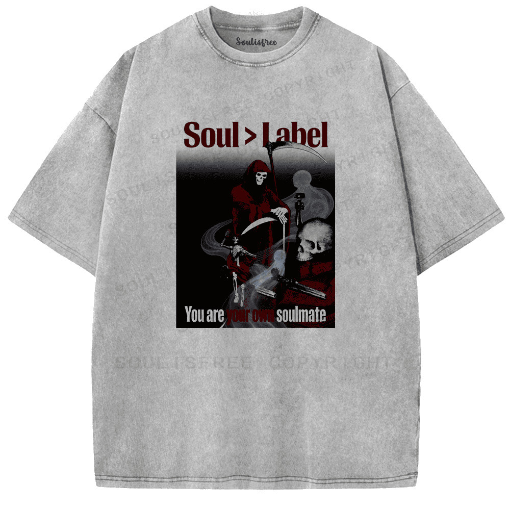 Soulisfree Death Breaks All Labels Artistic Washed Tee