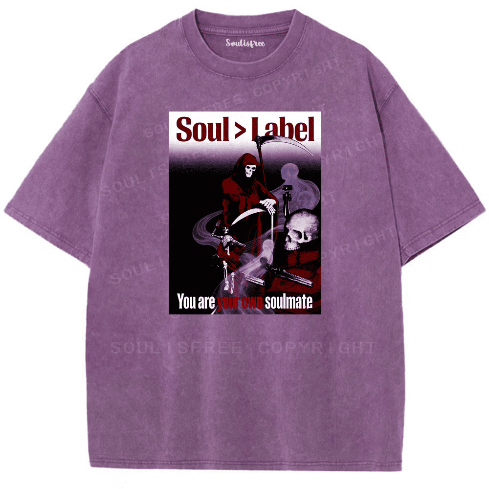 Soulisfree Death Breaks All Labels Artistic Washed Tee