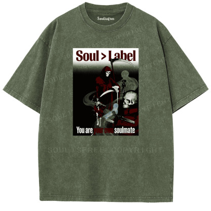 Soulisfree Death Breaks All Labels Artistic Washed Tee