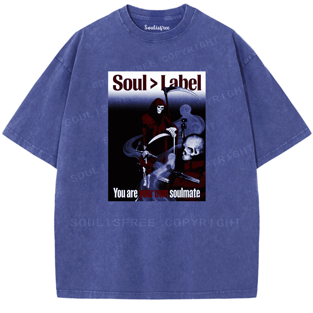 Soulisfree Death Breaks All Labels Artistic Washed Tee