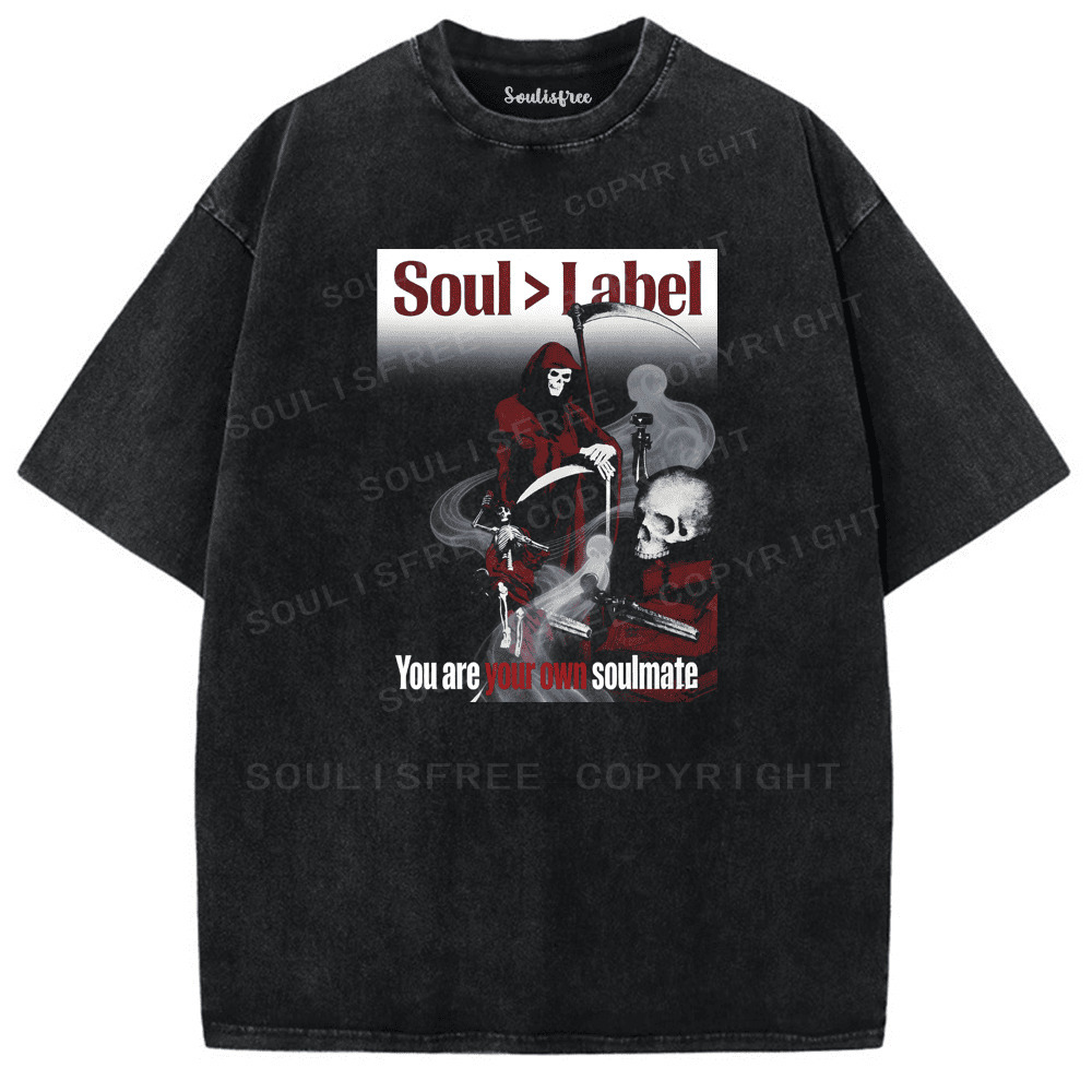Soulisfree Death Breaks All Labels Artistic Washed Tee