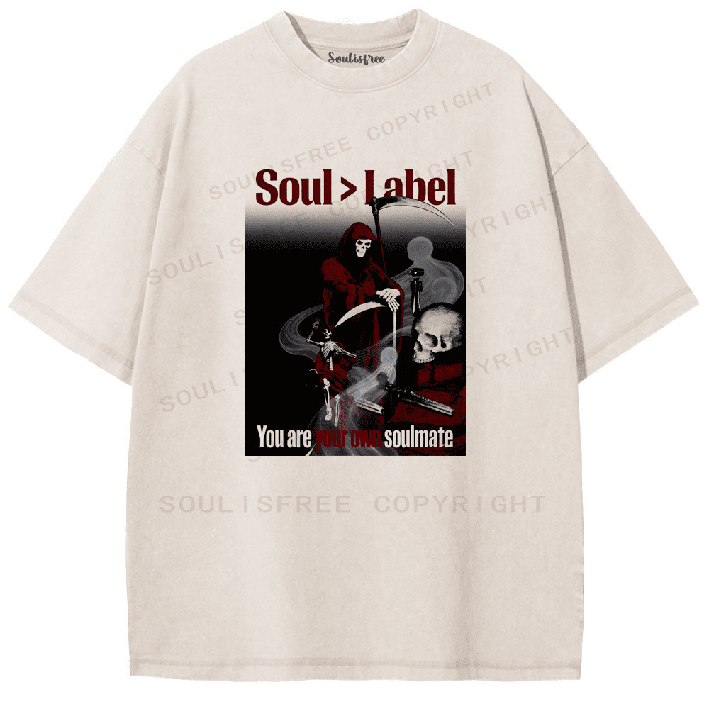 Soulisfree Death Breaks All Labels Artistic Washed Tee