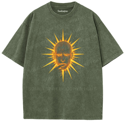 Soulisfree Quiet Face Of Fire Artistic Washed Tee
