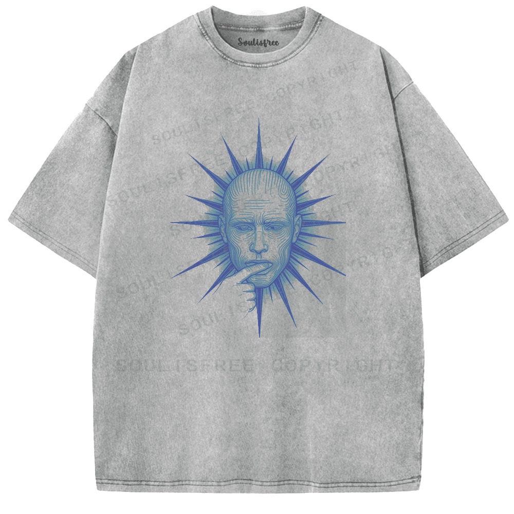 Soulisfree Quiet Face Of Fire Artistic Washed Tee