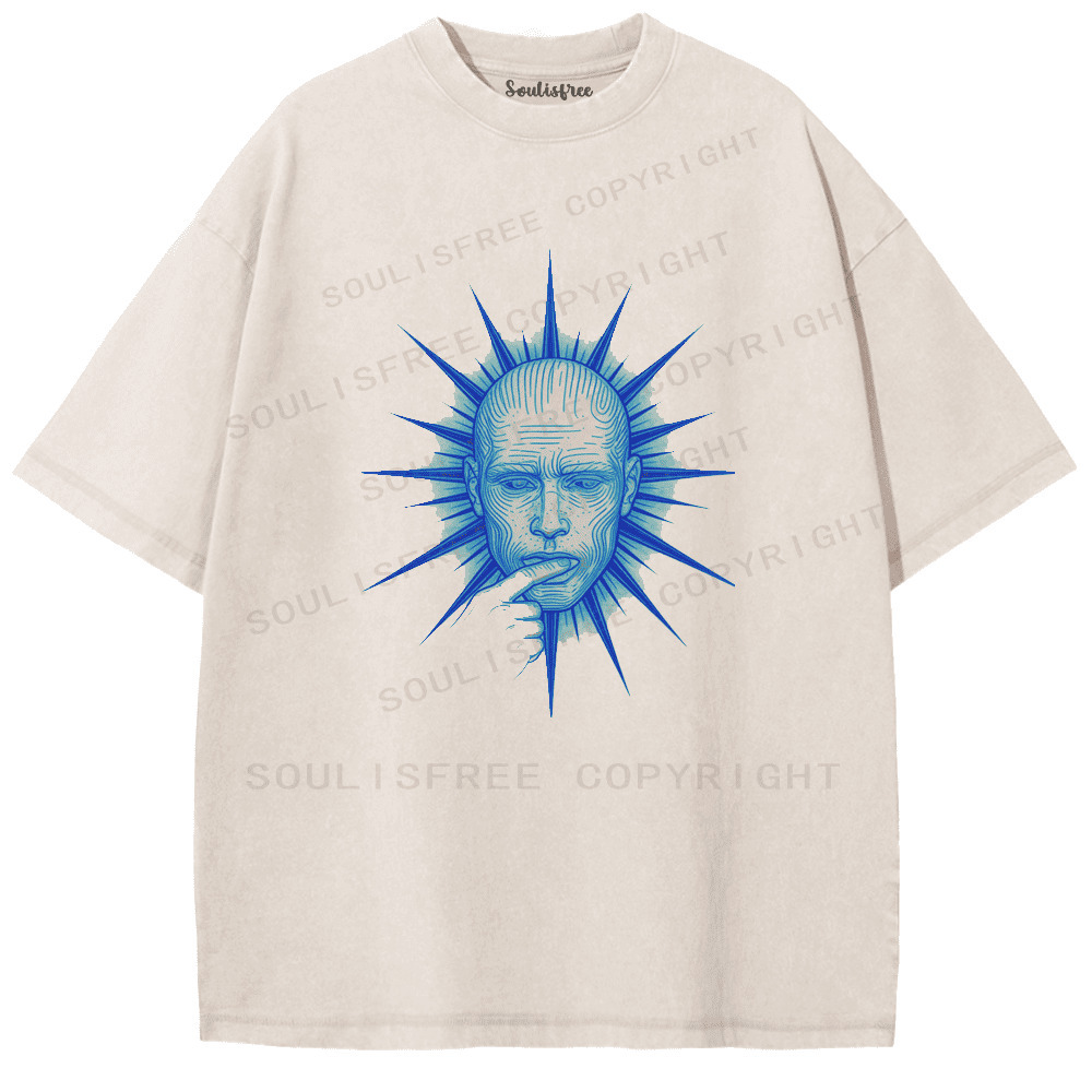 Soulisfree Quiet Face Of Fire Artistic Washed Tee