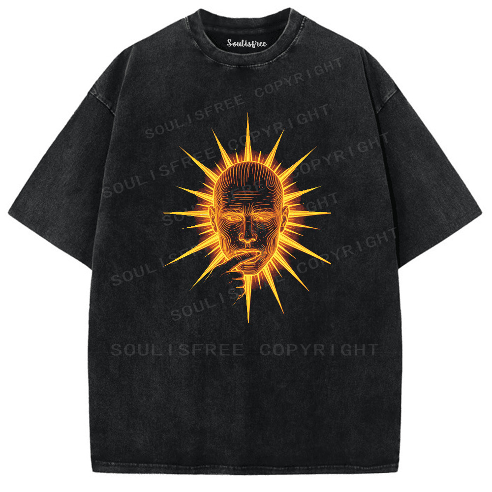 Soulisfree Quiet Face Of Fire Artistic Washed Tee