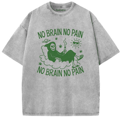 Soulisfree No Brain No Pain Artistic Washed Tee