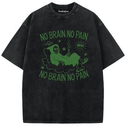 Soulisfree No Brain No Pain Artistic Washed Tee