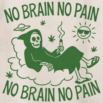 Soulisfree No Brain No Pain Artistic Washed Tee