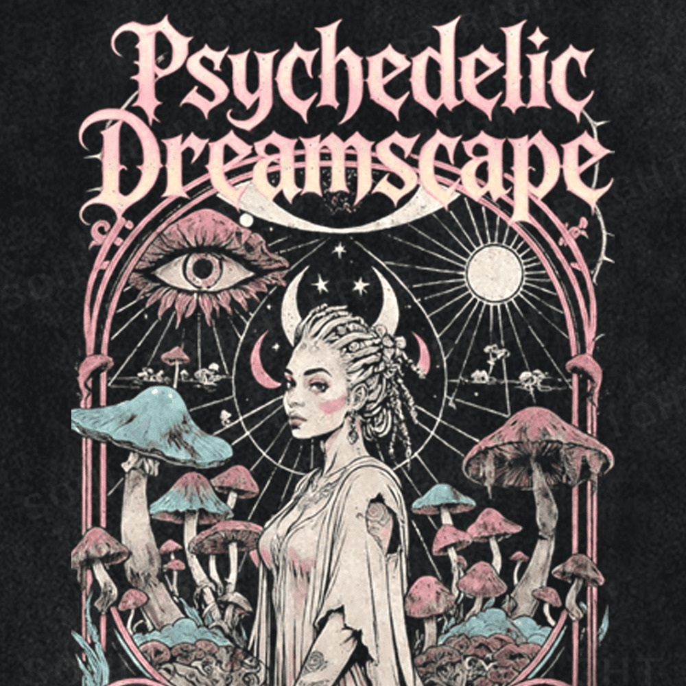 Soulisfree Psychedelic Dreamscape Artistic Washed Tee