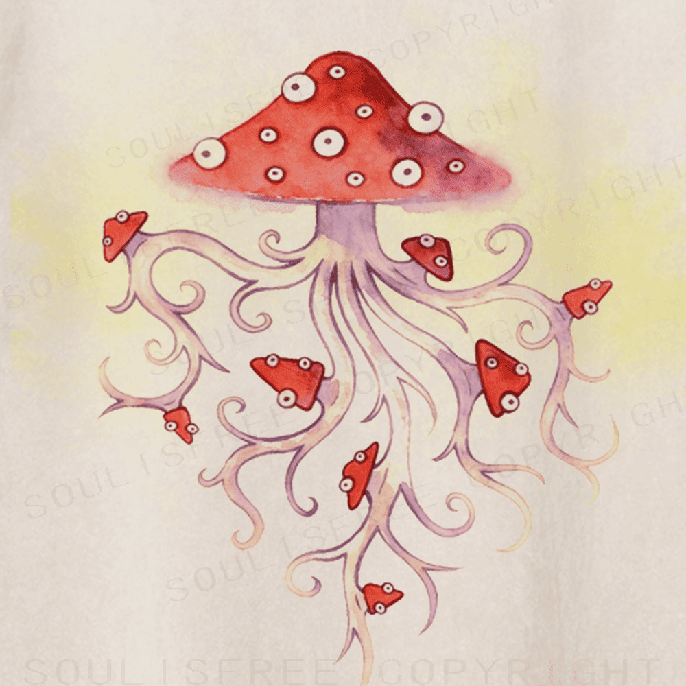 Soulisfree Mushroom Jellyfish Dream Artistic Washed Tee