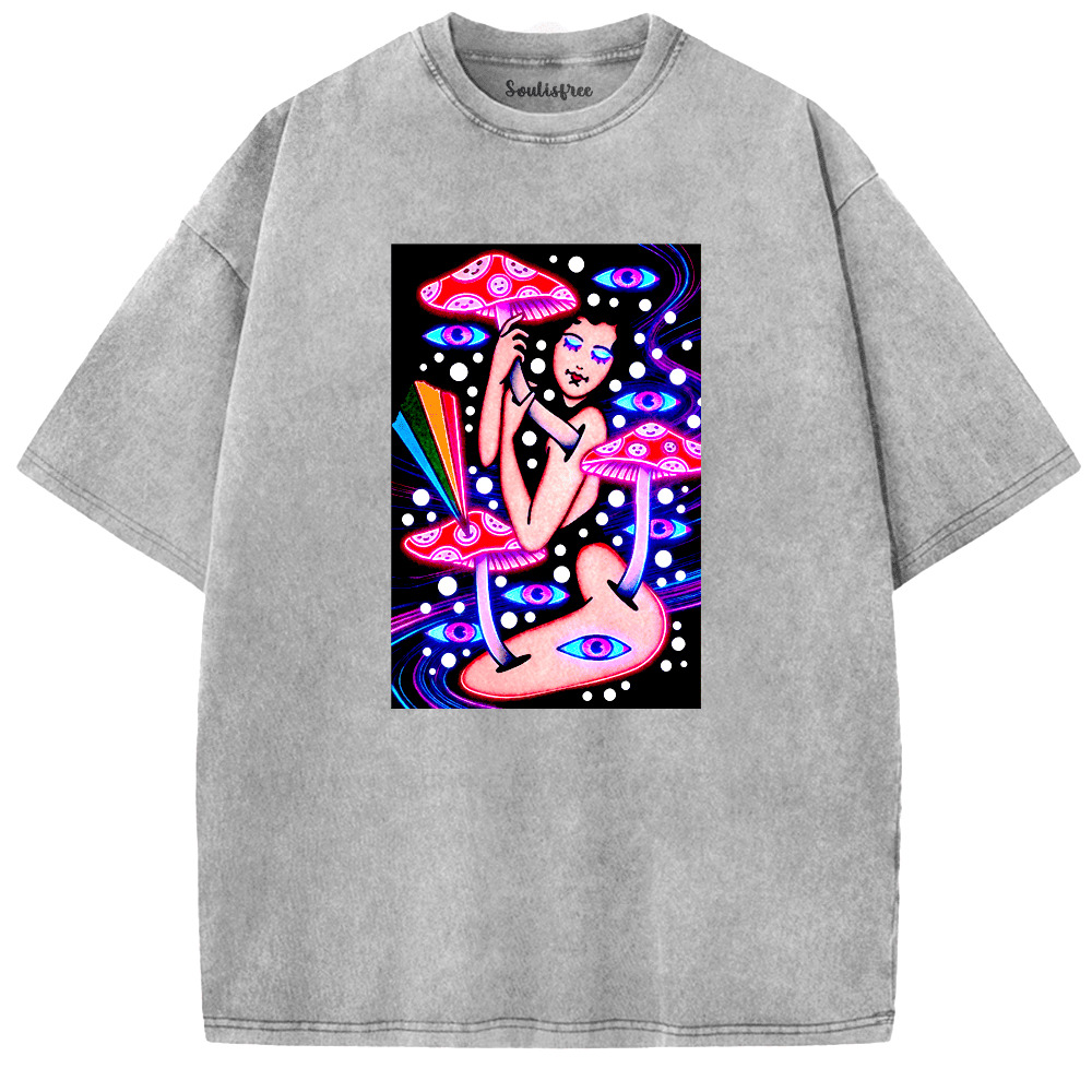 Soulisfree Third Eye Under the Mushroom Artistic Washed Tee