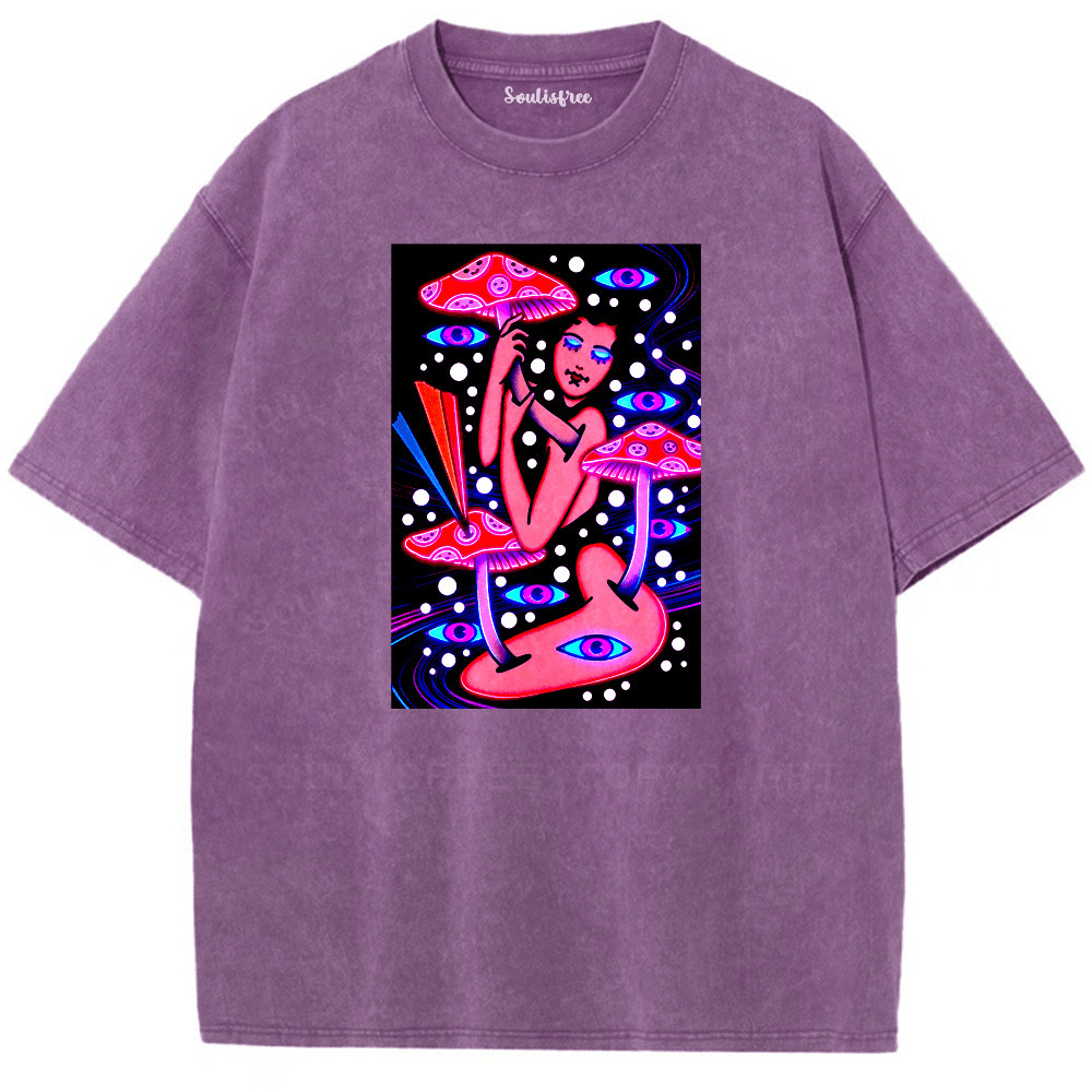Soulisfree Third Eye Under the Mushroom Artistic Washed Tee