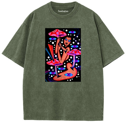 Soulisfree Third Eye Under the Mushroom Artistic Washed Tee