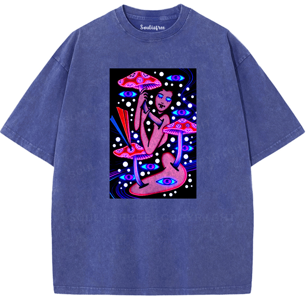 Soulisfree Third Eye Under the Mushroom Artistic Washed Tee