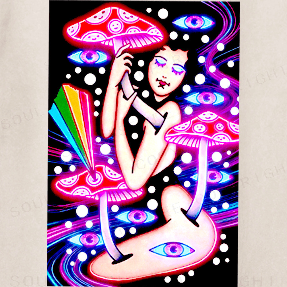 Soulisfree Third Eye Under the Mushroom Artistic Washed Tee