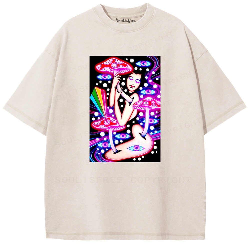 Soulisfree Third Eye Under the Mushroom Artistic Washed Tee